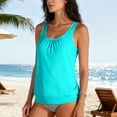 thumbnail image 6 of Xdegoge Womens Tankini Tops Only Scoop Neck Shirred Front Loose Flowy Modest Tummy Control Bathing Suit Swimwear Top Summer Vacation Beach Pool Party, 6 of 8