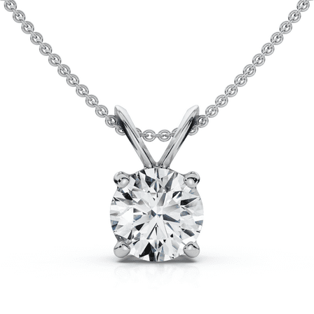 Pompeii 3/4ct Diamond Round Solitaire Pendant 14K White Gold Lab Grown (F,VS)