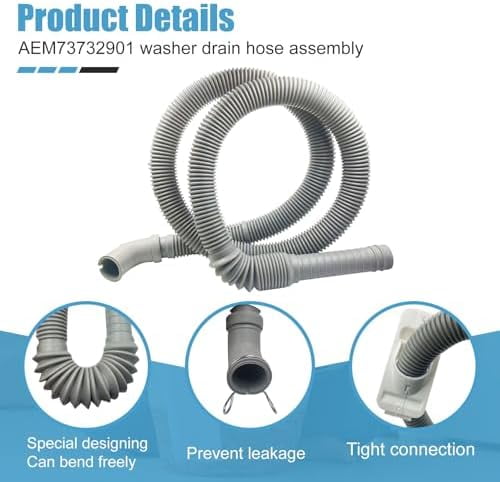 AEM73732901 Washer Drain Hose for LG Kenmore, Washing Machine Drain Hose Replacement, Replaces Parts Number AEM73732901 AEM74053001 MEGJ62685201 2702257 PS8749199 PS8749199$$Tools & Hardware Other