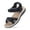 Black, variant on Wide Womens Sandals Adjustable Ankle Strap Flat Sandals with Arch Support, Brown, 8 Wide