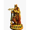 thumbnail image 3 of 10 Inch Brass Radha Krishna Statue with Vibrant Stone Work, Symbol of Love and Devotion, Perfect for Home Decor, Spiritual Altar, Meditation, 3 of 4