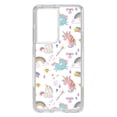 thumbnail image 1 of DistinctInk Clear Shockproof Hybrid Case for Galaxy S21 ULTRA 5G (6.8" Screen) - TPU Bumper, Acrylic Back, Tempered Glass Screen Protector - Unicorn Rainbow Wand Pattern - White, 1 of 2