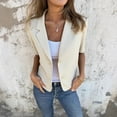 thumbnail image 2 of Yigetop Blazer for Women, Summer Short Sleeved Women's Shirt Lapel Pullover Double Pocket Loose Shirt Short Sleeve Blazers for Women Beige L, 2 of 4