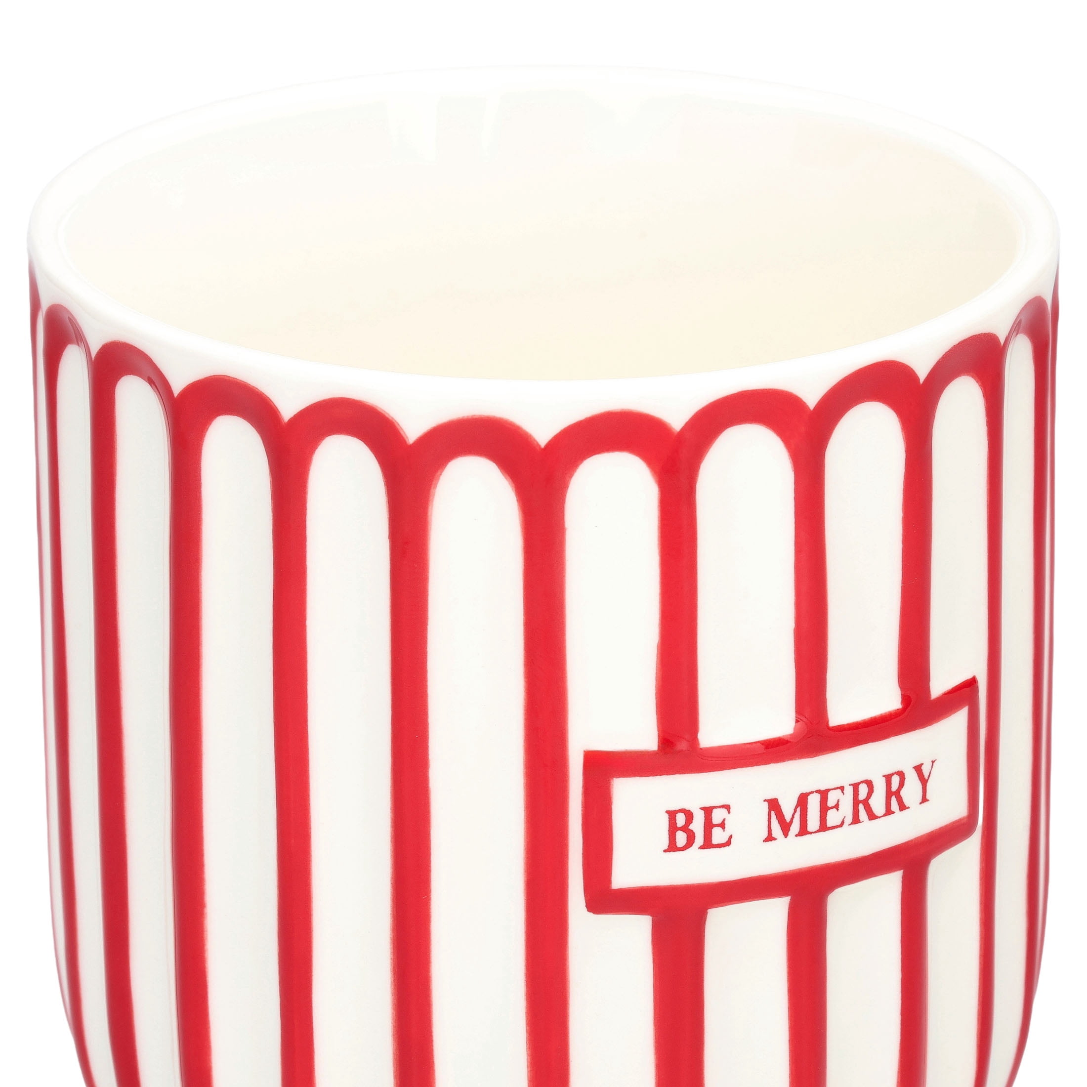 Be Merry Ceramic Pot Christmas Decoration, Red and White, 4.5", by Holiday Time