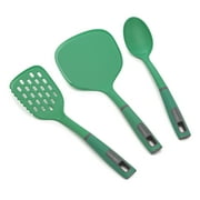 Tasty Nylon Gadget Set, Slotted Turner, Spoon, and Jumbo Turner, Safe for Non-Stick Cookware, Green