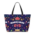 thumbnail image 2 of Xecao Happy Mardi Gras for versatile beach bag for women includes zipper pockets and waterproof material, ideal for vacations and adventures., 2 of 7