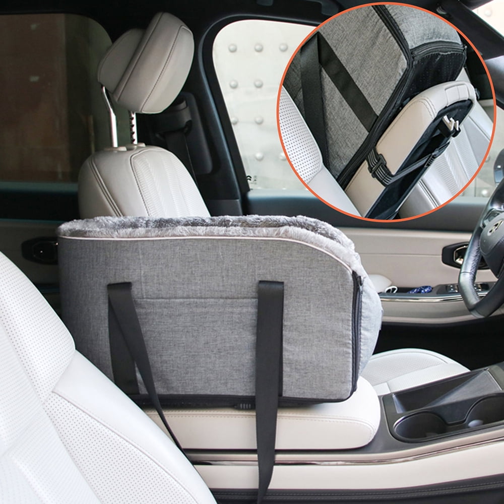 Eurhowing Portable Dog Car Seat, Center Console Pet Booster Seat for Small Dogs Up to 15lbs, Puppy Travel Carrier with Safety Belt & Cushion