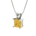 thumbnail image 2 of 1.5 ct Brilliant Princess Cut Solitaire Natural Citrine 14k White hypoallergenic Solid gold Designer Everyday Affordable Dainty Necklace Pendant with 18" Chain, 2 of 6