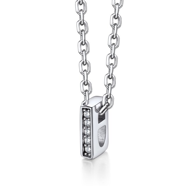 Collar inicial de plata esterlina Silvora con circonita cúbica letra I para niñas adolescentes
