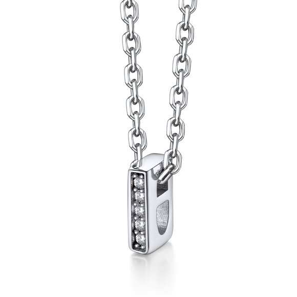 Collar inicial de plata esterlina Silvora con circonita cúbica letra I para niñas adolescentes
