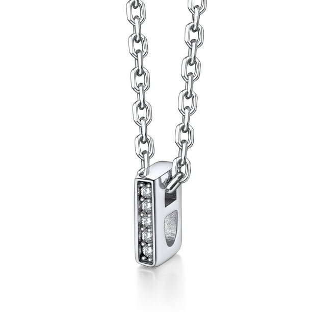 Collar inicial de plata esterlina Silvora con circonita cúbica letra I para niñas adolescentes