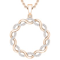 Dazzlingrock Collection Round White Diamond Twisted Criss Cross Swirl Pendant for Women with 18 Inch Gold Chain (0.16 ctw, Color I-J, Clarity I2-I3) in 10K Rose Gold