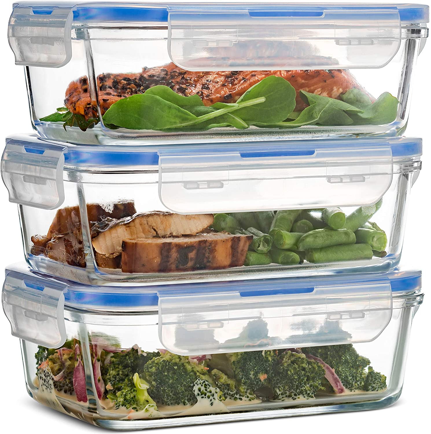 Glass Food Storage 5 Pcs Glass Meal Prep Containers Glass 2 Compartment 