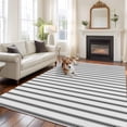thumbnail image 2 of 8'x10' Area Rugs, Black Striped Indoor Outdoor Area Rug for Living Room Bedroom, Black White Stripes Farmhouse Washable Bathroom Rugs Kitchen Floor Carpet Mats Home Decor Aesthetic, 2 of 8