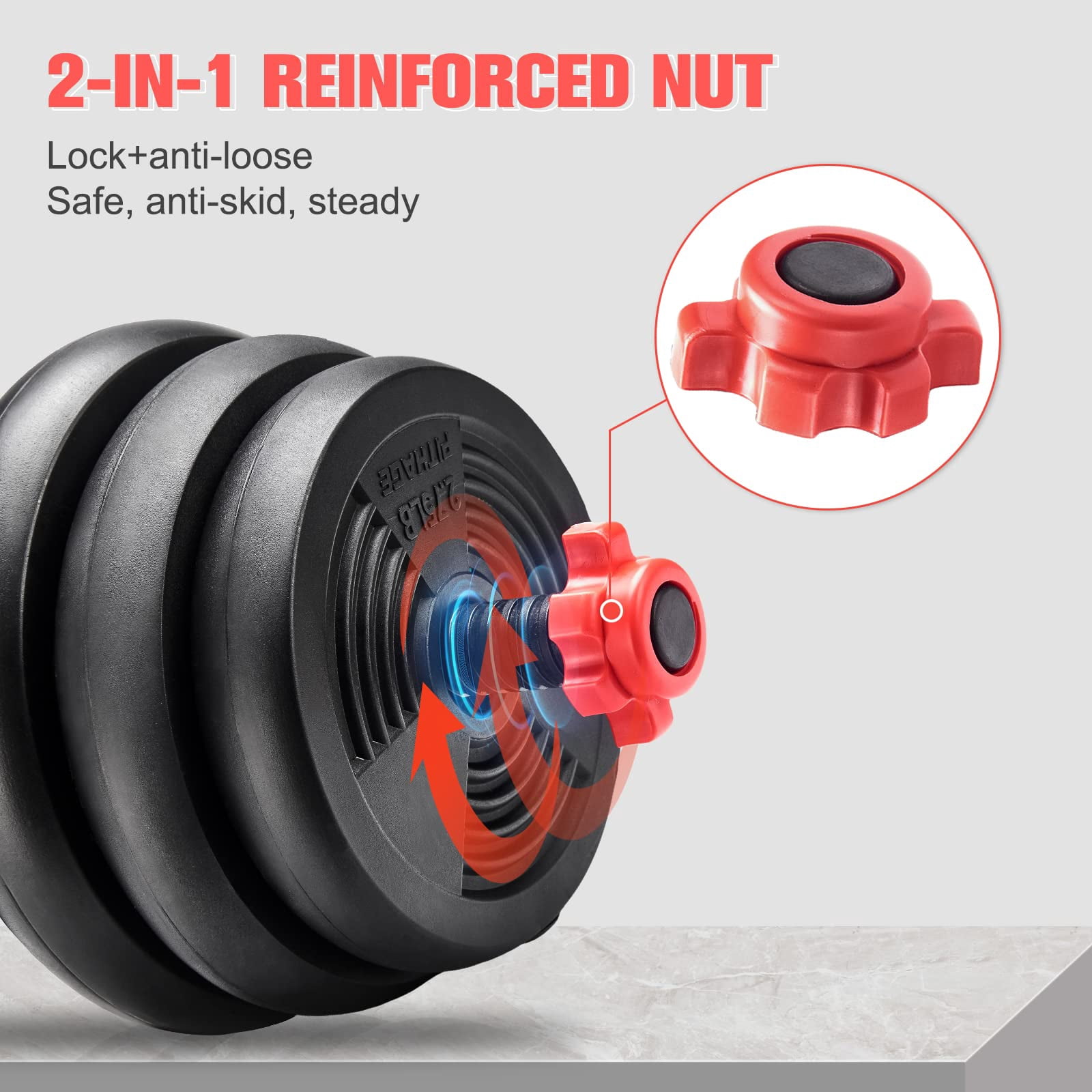Relife Sports Adjustable Dumbbell Set Free Weight Used as Barbell Kettlebell Fitness Home Gym Workout