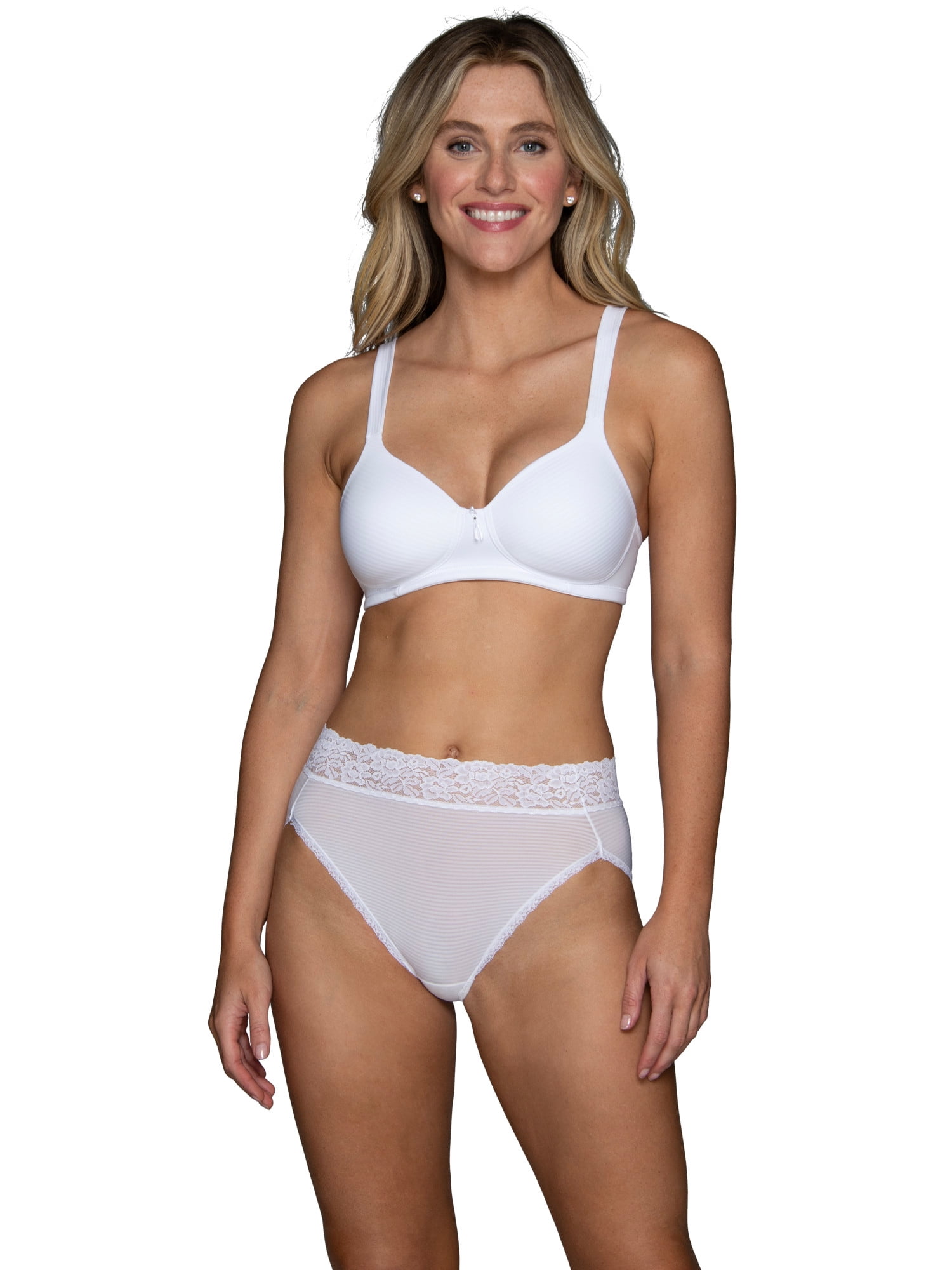 Vanity Fair Radiant Women's Light and Luxe Hi-Cut Brief Underwear - Stretch Lace Waistband, 3-Pack, Sizes S-5XL