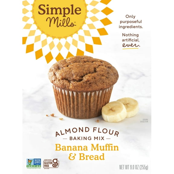 Simple Mills Almond Flour Banana Muffin and Bread Mix, Gluten-Free Baking Mix, 9 oz Box