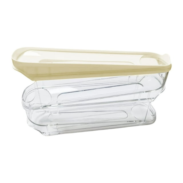 Dispensador de huevos rodante, contenedor organizador de huevos con ruedas automáticas, caja de almacenamiento Amarillo 3 niveles
