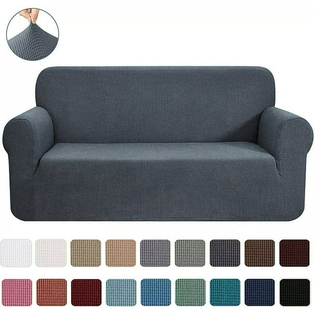 Ensemble 2 Pcs 2024 Housse de Canapé et Causeuse Protège-Canapé Extensible 4 Directions Élastique - 96” x 74” Bleu Marine