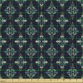 thumbnail image 2 of Ambesonne Damask Fabric by the Yard Upholstery, Middle Eastern Swirly Art, 3 Yards, Indigo Dark Khaki, 2 of 5