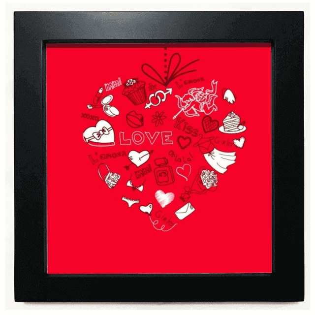 Valentine's Day Red White Heart Black Square Frame Picture Wall Tabletop