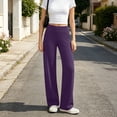 thumbnail image 6 of yeiolnoer Wide Leg Pants for Women Comfortable High Waisted Trousers with Pockets Loose Casual Pants for Yoga(Navy,Small), 6 of 7