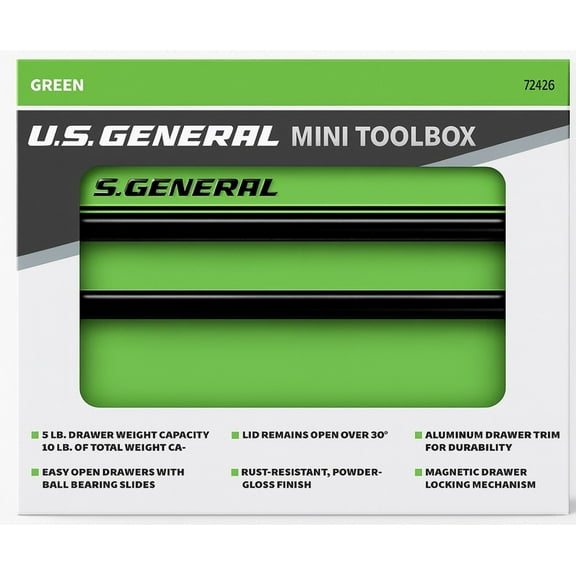 U.S. GENERAL Mini Steel Toolbox, Green