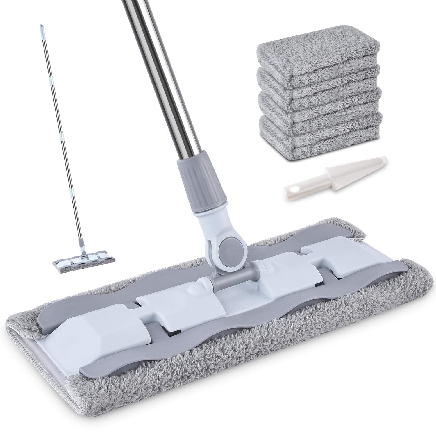 360° Extendable Microfibre Floor Mop Cleaner Sweeper Head Wet Dry Cleaning 
