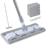 TINA&TONY Microfiber Hardwood Floor Mop with 4 Washable Pads, 360 Rotation Dust Flat Mop with Ultra Long Stainless Steel Handle for Home/Office Floor Cleaning