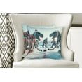 thumbnail image 3 of Ambesonne Dinosaur Throw Pillow Cover Pack of 2, T-Rex Playing Ice Hockey, 2 Pcs-18"x18", Petrol Blue Pale Ruby, 3 of 5