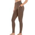 thumbnail image 3 of Workout Leggings with Two Side Pockets for Women High Waist Yoga Pants Soft Lightweight Athletic Gym Tights, Brown S, 3 of 7