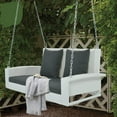thumbnail image 4 of HQZX Wicker Hanging Porch Swing with Chains and Pillows,for Patios and Garden,White, 4 of 7