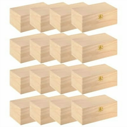 8.4” Unfinished Wooden Box by Make Market - Ready-To-Decorate Wood Box for Trinkets - Coins - Jewlery - Valuables - Bulk 12 Pack