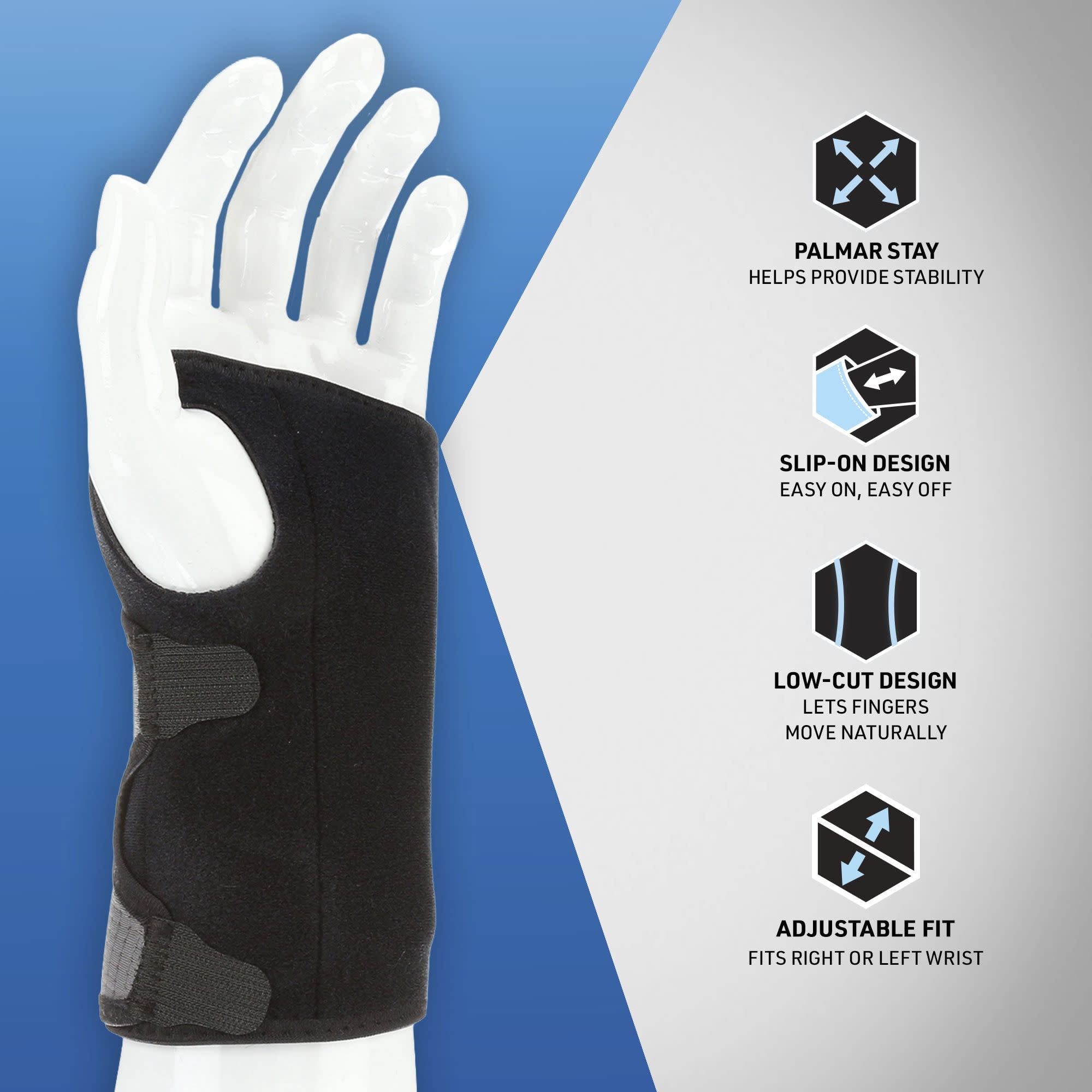 (3 pack) ACE Brand Splint Wrist Brace, Reversible, Adjustable, One Size