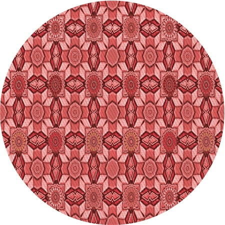 

Ahgly Company Indoor Round Patterned Love Red Area Rugs 6 Round