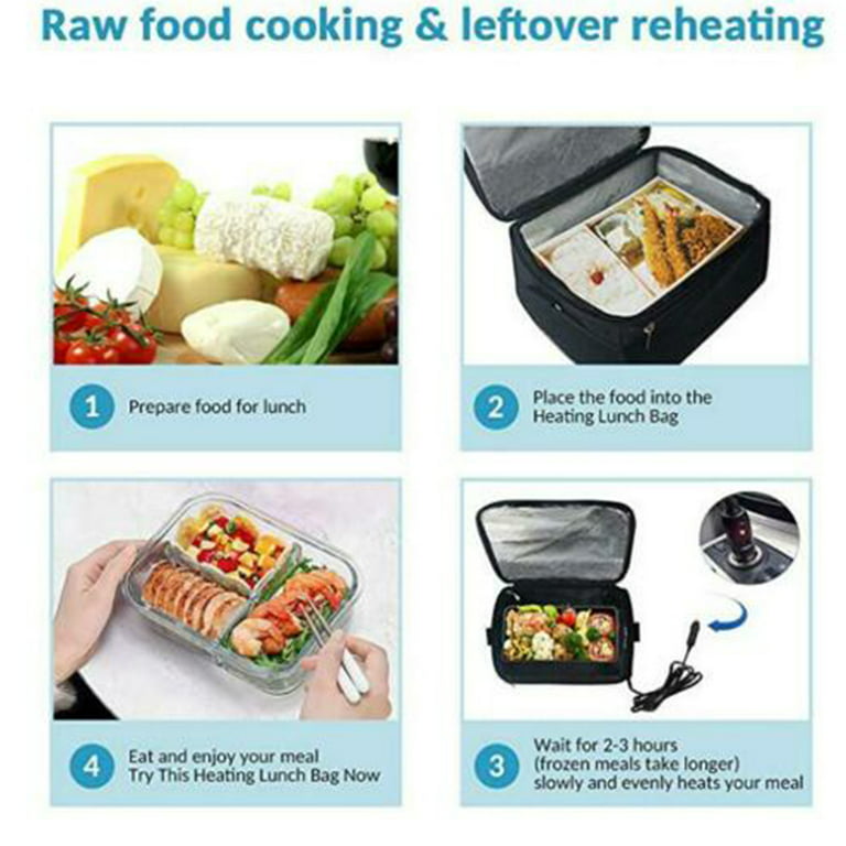 Portable Electric Hot Heated Heating Lunch Box 12V Car Microwave Oven With  Bag