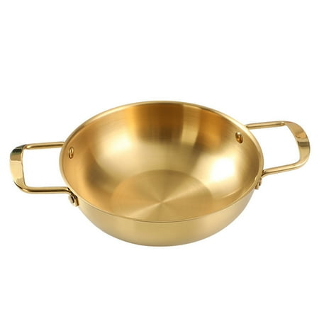 

Round With Handles Cooking Dining Paella Pan Stainless Steel Scald Cookware