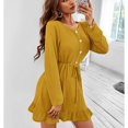 thumbnail image 4 of Vestido de punto de línea A Vestido de punto de manga larga Vestido de punto de botón de mujer Vestido de punto de cuello redondo de mujer Vestido de punto con cordón Vestido de ANGGREK Otros, 4 of 6
