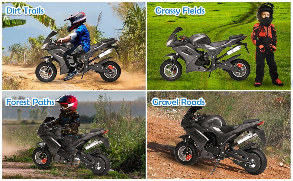 Xnigf Gas-Powered Mini Bike for Adults, 49cc 4-Stroke Engine, 25MPH Top Speed, 200LB Load Capacity, Dual Disc Brakes, Off-Road Motorbike