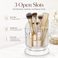 thumbnail image 4 of ABPETE Makeup Brush Holder Organizer, Transparent 3-Slot Cosmetic Storage Stand with Ribbed Design and Stable Base, 11 x 15.8 cm Countertop Organizer for Bathroom Bedroom Desktop Vanity,White, 4 of 7