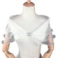 thumbnail image 2 of Soumake Bridal Shawl See-through Mesh Rhinestone Bow Buckle V Neck Three-layered Romantic Soft Lightweight Lady Wedding Party Prom Shawl, 2 of 8