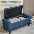 thumbnail image 3 of Storage Ottoman, Linen Upholstered Storage Bench with Lift Top and Button Tufted for Living Room, Dark Blue, 3 of 18