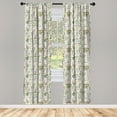 thumbnail image 5 of Ambesonne Floral Window Curtains, Vintage Garden Plants, Each 28" W x 63" L, Reseda Green Beige, 5 of 5