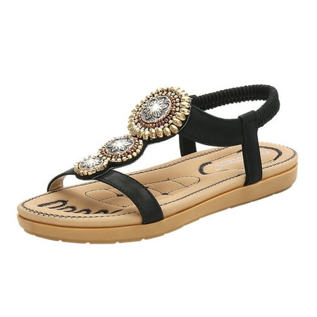 

Women s Ladies Bohemian Ankle Toepost Flat Sandals Roman Shoes