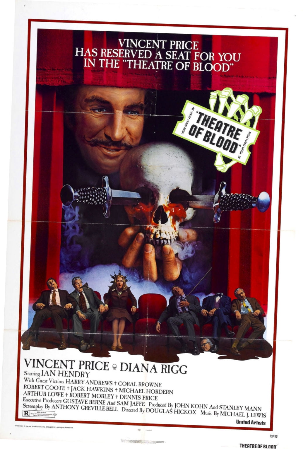 Theatre Of Blood Movie poster Metal Sign 8inx 12in Metal Print 8x12