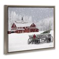 thumbnail image 4 of Stupell Industries Winter Wagon Scene Holiday Painting Brown Floater Framed Art Print Wall Art, 31 x 25, 4 of 10
