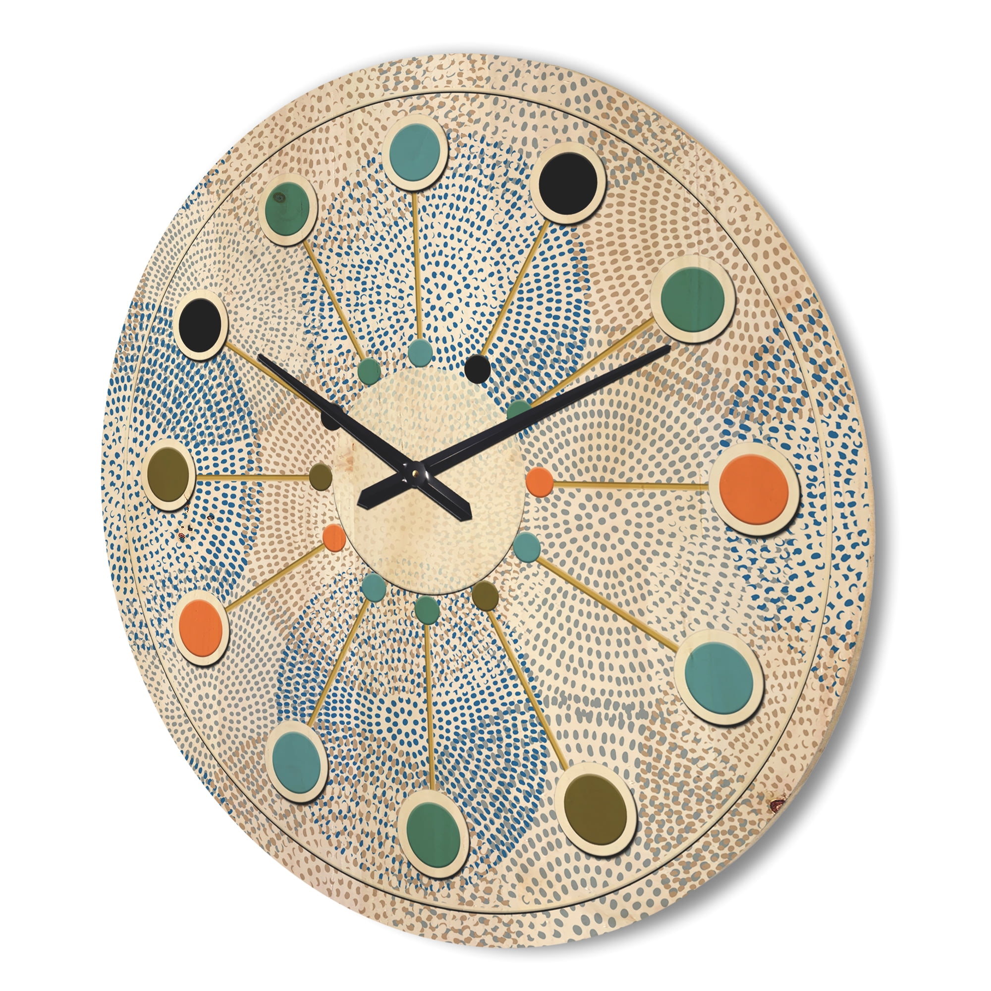 Designart 'Abstract Retro Design Pattern I' Mid-Century Modern Wood Wall Clock
