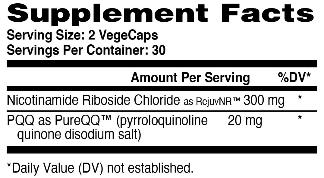 NR with PQQ | 300mg Nicotinamide Riboside (RejuvNR) and 20mg PQQ as PureQQ |NAD+ Activator and Mitochondria Maximizer | Certified Vegan Non-GMO | 3rd Party Tested | Pack of 60 by Health Thru Nutrition
