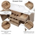 thumbnail image 3 of 60" Bathroom Vanity with Sink, Modern Bathroom Storage Cabinet with Rattan Doors, 5 Drawers & Pine Legs, Natural, 3 of 26