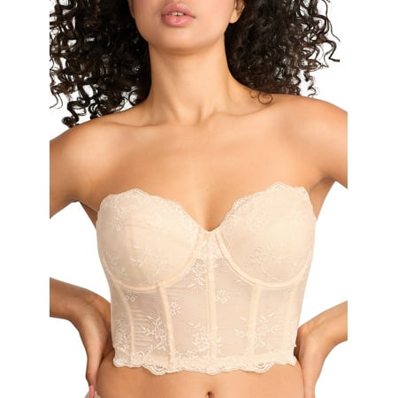 Dominique Women s Tayler Backless Strapless Lace Bra #6744 (32A-44F) - Latte - 32D